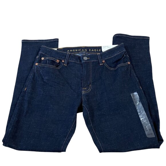 American Eagle Next Level Flex Slim Straight Jeans Mens Size 30x30 Dark Wash New - Picture 3 of 5